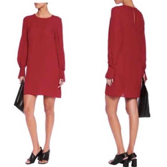3.1 Phillip Lim Silk Draped Sleeve Dress Ruby Red - Picture 4 of 5